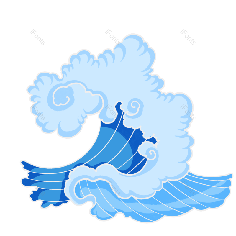 元素图片,蓝色海浪元素,水花PNG,简约免抠素材